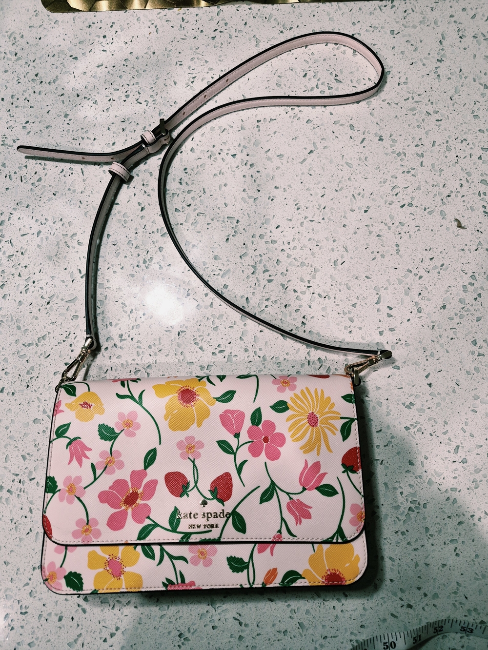 Kate Spade Madison Flap Convertible Crossbody in the Strawberry Garden print